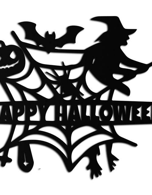 Load image into Gallery viewer, Happy Halloween Metal Wall Art - Witch &amp; Web Design- KAF280
