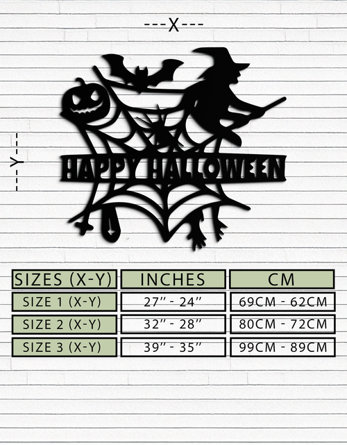Load image into Gallery viewer, Happy Halloween Metal Wall Art - Witch &amp; Web Design- KAF280
