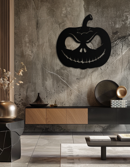 Balkabağı Metal Duvar Sanatı – Cadılar Bayramı Jack-O'-Lantern Dekoru- KAF282