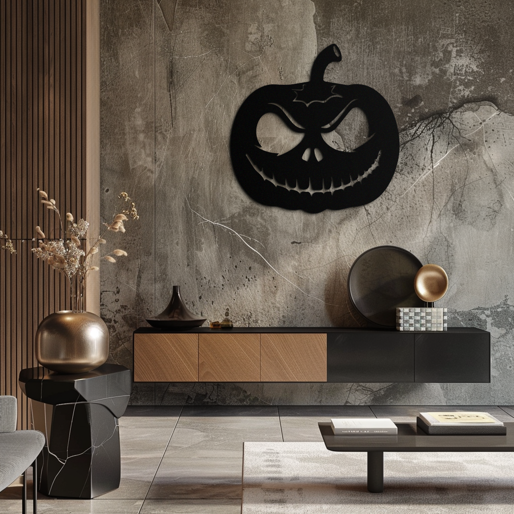 Pumpkin Metal Wall Art – Halloween Jack-O'-Lantern Decor- KAF282