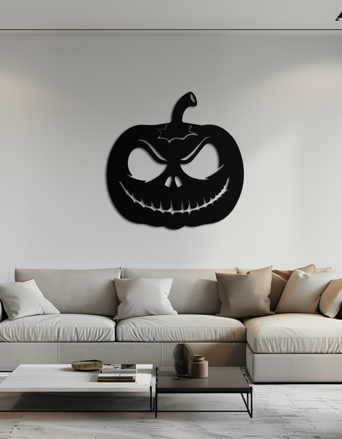 Load image into Gallery viewer, Pumpkin Metal Wall Art – Halloween Jack-O&#39;-Lantern Decor- KAF282
