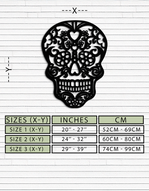 Load image into Gallery viewer, Halloween Skull Metal Wall Art - Intricate Floral Skull Decor- KAF283
