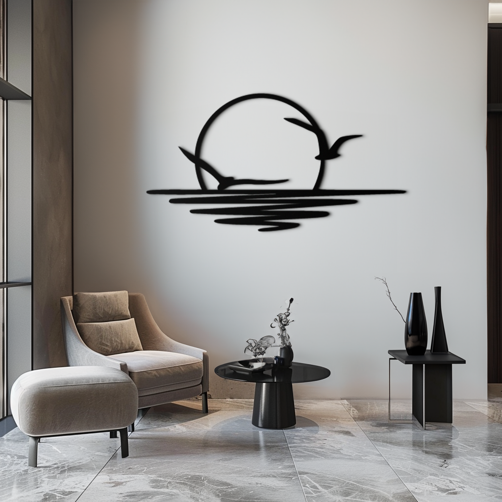 Seaside Sunset Metal Wall Art - Tranquil Ocean View Decor- KAF285