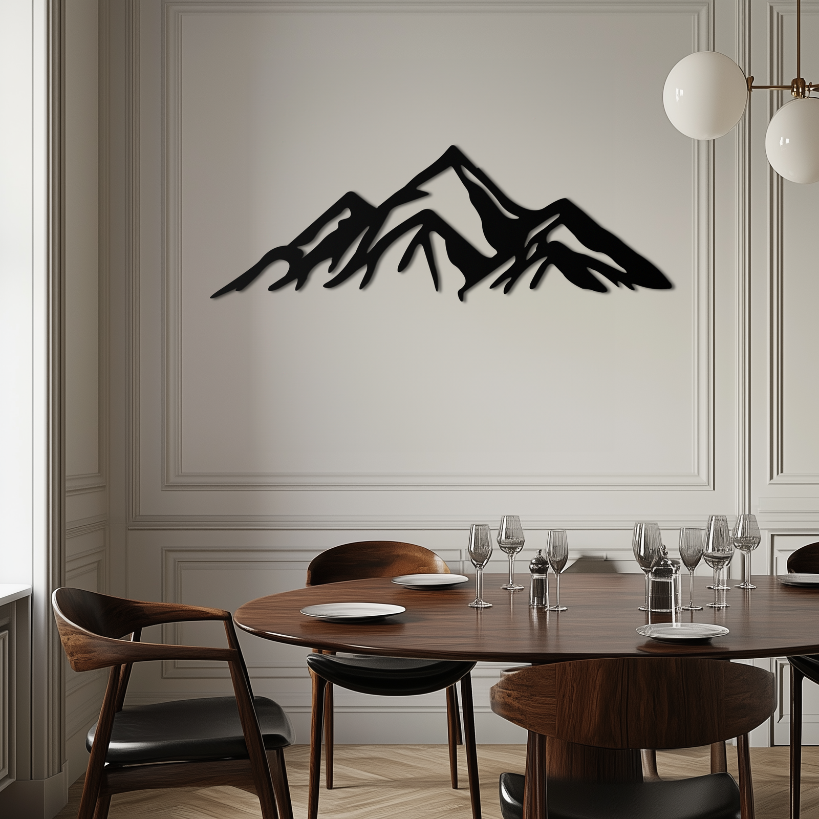 Dağ Metal Duvar Sanatı - Majestic Peak Siluet Dekoru- KAF286