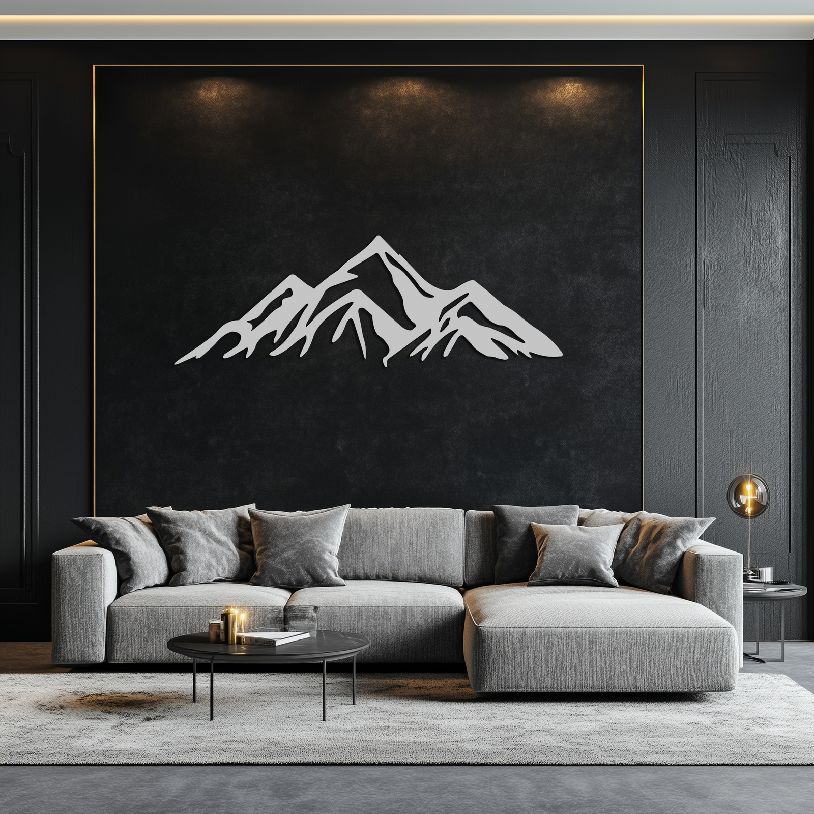 Dağ Metal Duvar Sanatı - Majestic Peak Siluet Dekoru- KAF286