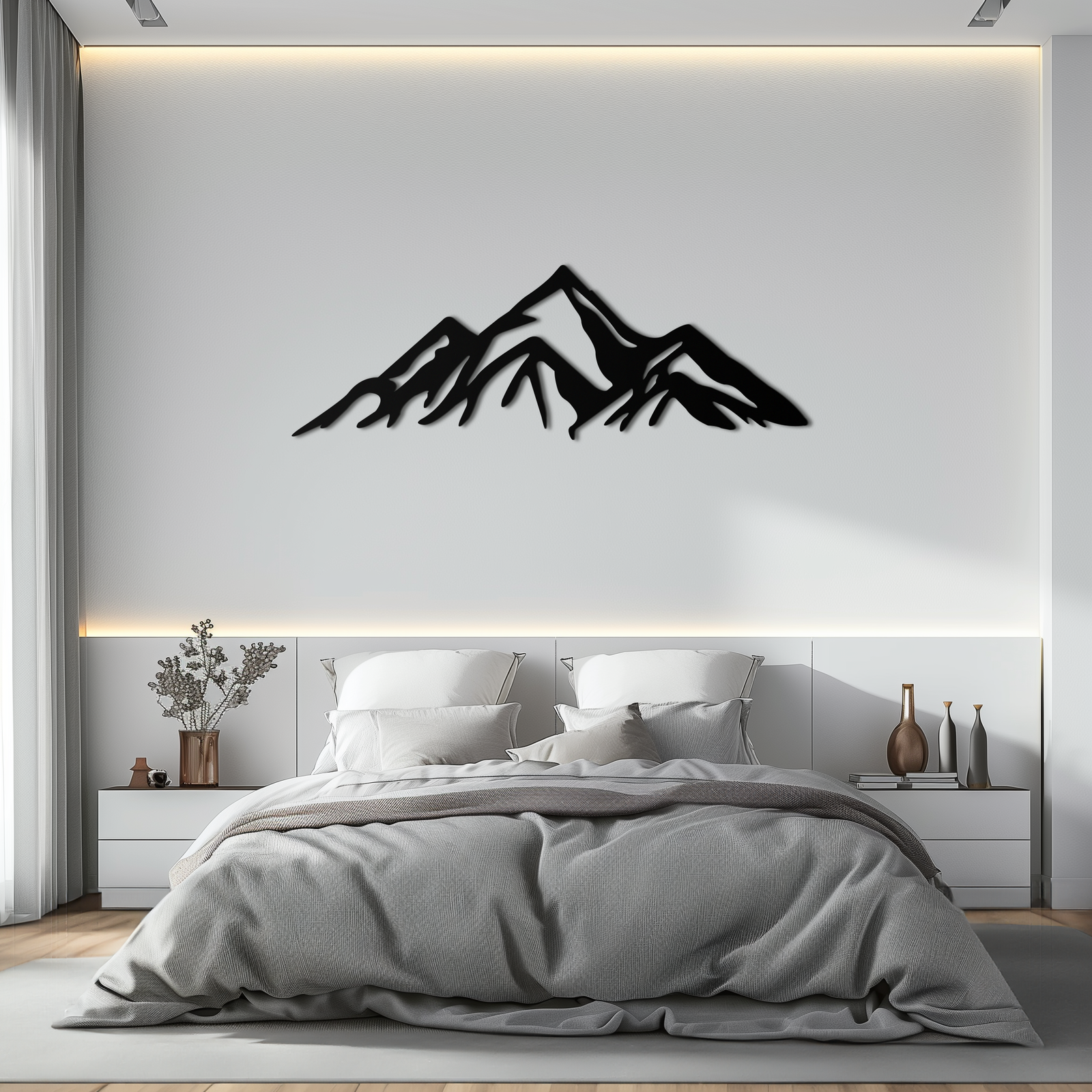 Dağ Metal Duvar Sanatı - Majestic Peak Siluet Dekoru- KAF286