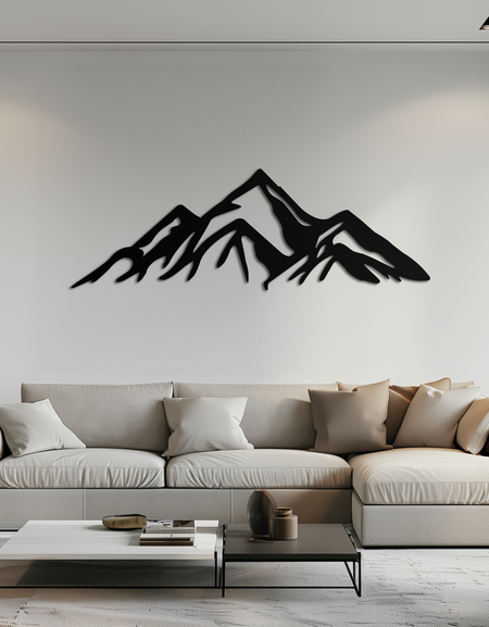Dağ Metal Duvar Sanatı - Majestic Peak Siluet Dekoru- KAF286