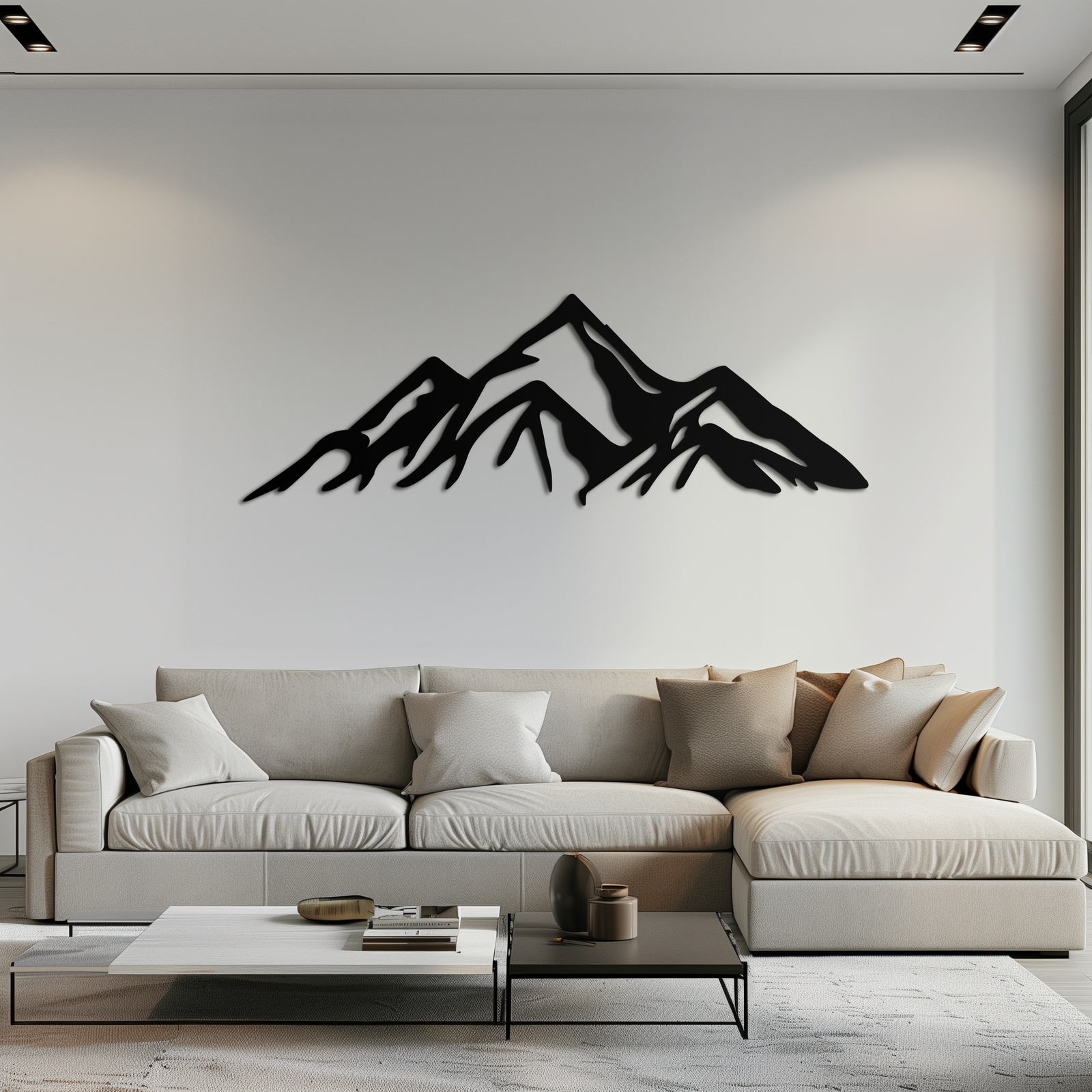 Dağ Metal Duvar Sanatı - Majestic Peak Siluet Dekoru- KAF286