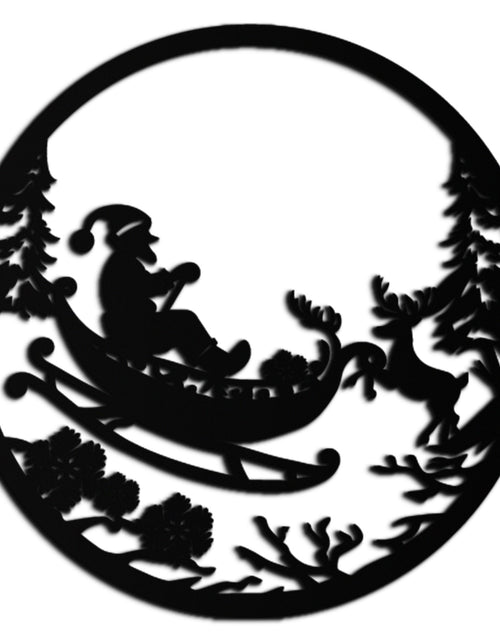Resmi Galeri görüntüleyicisine yükleyin, Noel Baba Kızak Metal Duvar Sanatı - Noel Ren Geyiği ve Noel Baba Dekoru - KAF289
