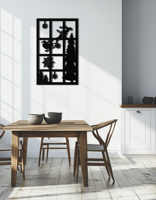 Load image into Gallery viewer, Christmas Window Scene Metal Wall Art - Festive Holiday Decor- KAF291
