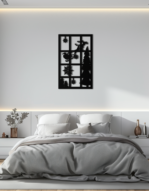 Load image into Gallery viewer, Christmas Window Scene Metal Wall Art - Festive Holiday Decor- KAF291
