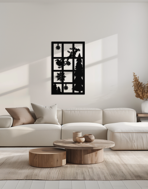Load image into Gallery viewer, Christmas Window Scene Metal Wall Art - Festive Holiday Decor- KAF291
