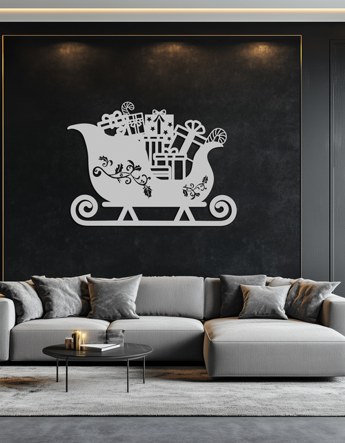 Load image into Gallery viewer, Christmas Sleigh Metal Wall Art - Festive Holiday Decor- KAF292

