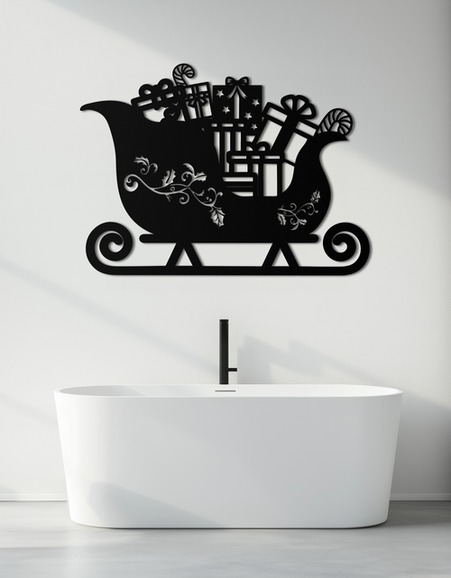 Load image into Gallery viewer, Christmas Sleigh Metal Wall Art - Festive Holiday Decor- KAF292
