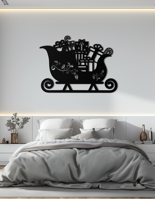 Load image into Gallery viewer, Christmas Sleigh Metal Wall Art - Festive Holiday Decor- KAF292
