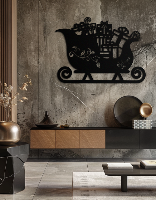 Load image into Gallery viewer, Christmas Sleigh Metal Wall Art - Festive Holiday Decor- KAF292
