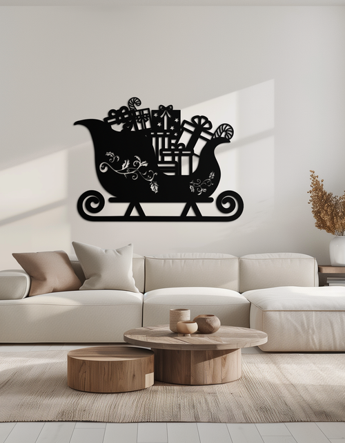 Load image into Gallery viewer, Christmas Sleigh Metal Wall Art - Festive Holiday Decor- KAF292
