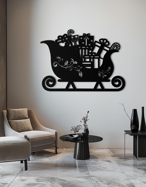 Load image into Gallery viewer, Christmas Sleigh Metal Wall Art - Festive Holiday Decor- KAF292
