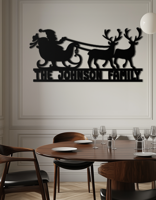 Load image into Gallery viewer, Santa Sleigh Personalized Metal Wall Art - Custom Family Christmas Decor- KAF293
