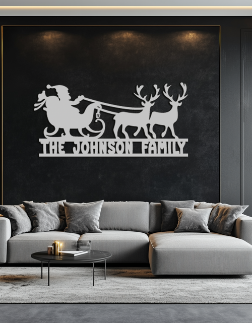 Load image into Gallery viewer, Santa Sleigh Personalized Metal Wall Art - Custom Family Christmas Decor- KAF293
