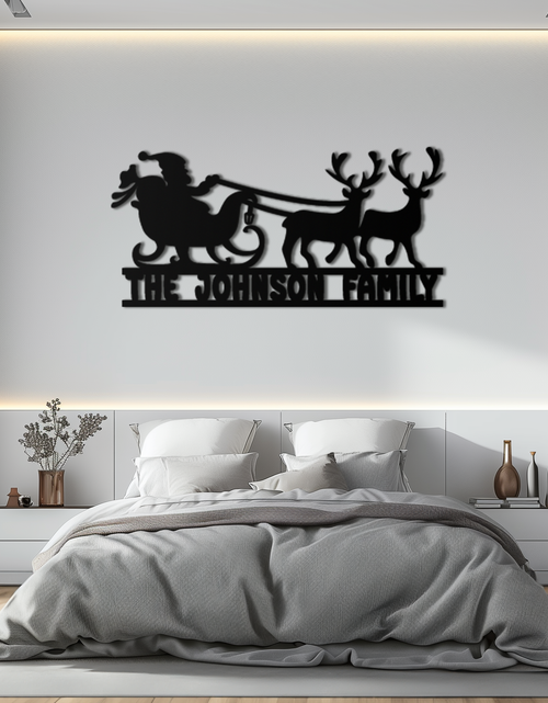 Load image into Gallery viewer, Santa Sleigh Personalized Metal Wall Art - Custom Family Christmas Decor- KAF293
