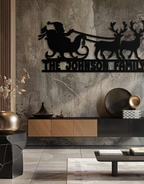 Load image into Gallery viewer, Santa Sleigh Personalized Metal Wall Art - Custom Family Christmas Decor- KAF293
