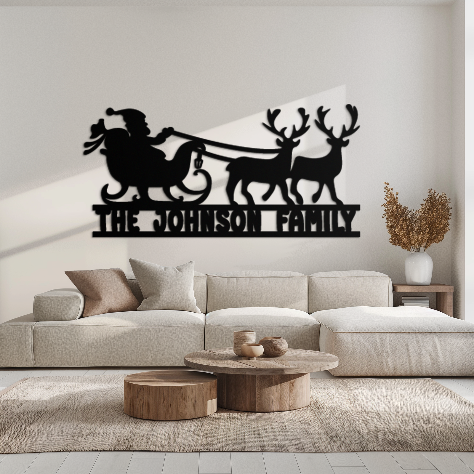 Santa Sleigh Personalized Metal Wall Art - Custom Family Christmas Decor- KAF293