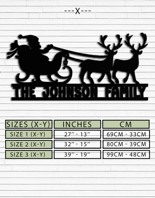 Load image into Gallery viewer, Santa Sleigh Personalized Metal Wall Art - Custom Family Christmas Decor- KAF293
