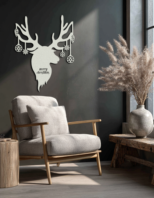Load image into Gallery viewer, Reindeer Christmas Metal Wall Art - Festive Deer Decor with Ornaments- KAF295
