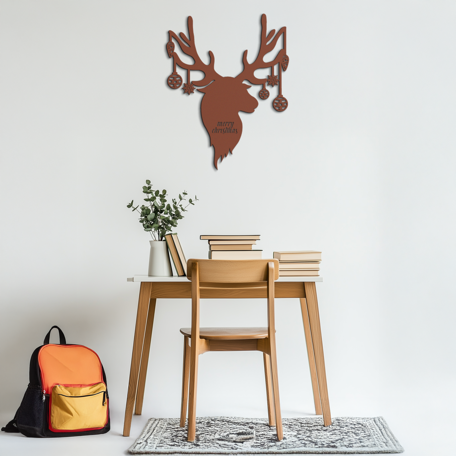 Reindeer Christmas Metal Wall Art - Festive Deer Decor with Ornaments- KAF295