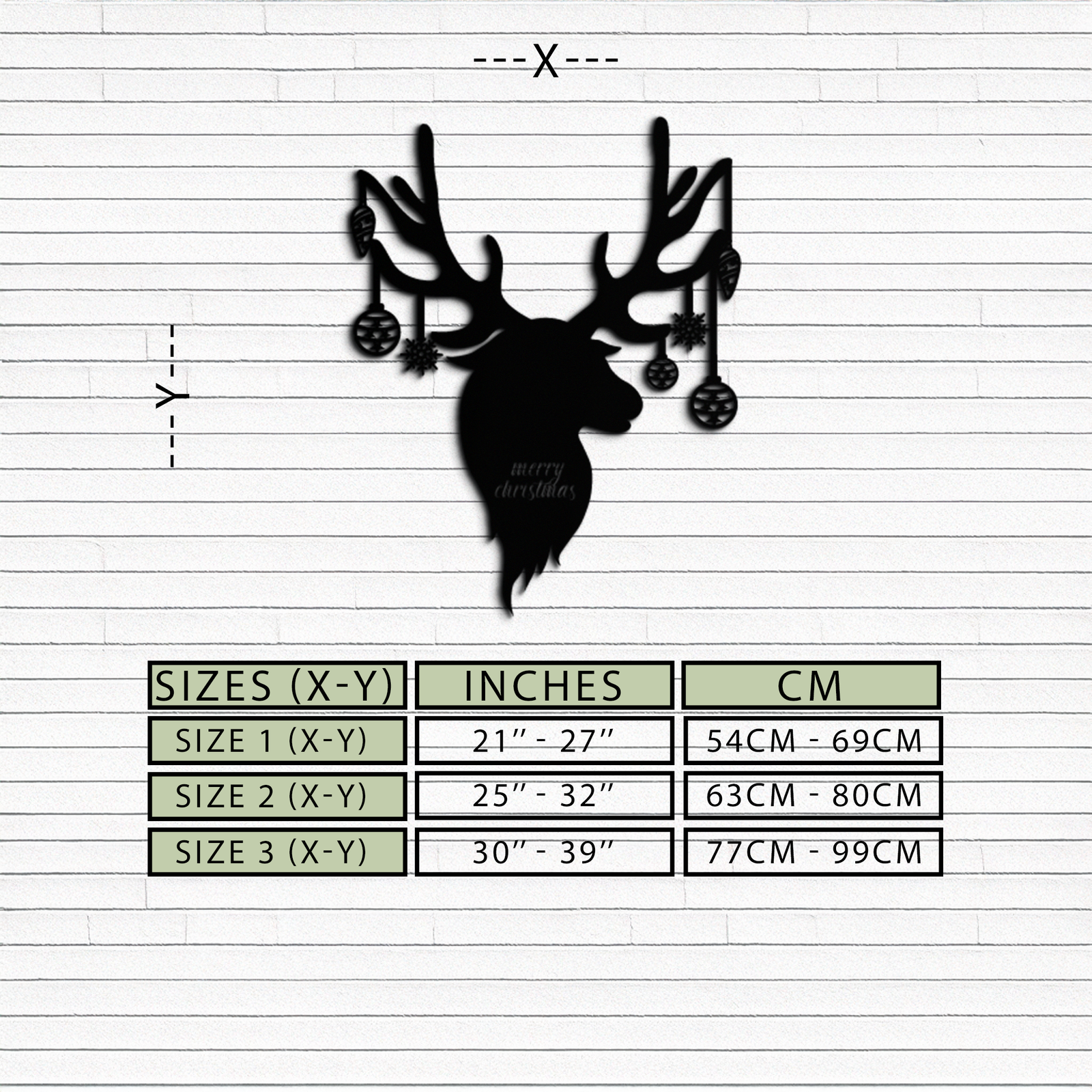 Ren Geyiği Noel Metal Duvar Sanatı - Süslemelerle Şenlikli Geyik Dekoru - KAF295