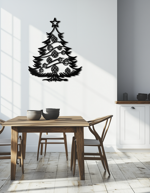 Load image into Gallery viewer, Christmas Tree Metal Wall Art - Festive Holiday Decoration- KAF296
