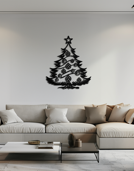 Noel Ağacı Metal Duvar Sanatı - Şenlikli Tatil Dekorasyonu - KAF296
