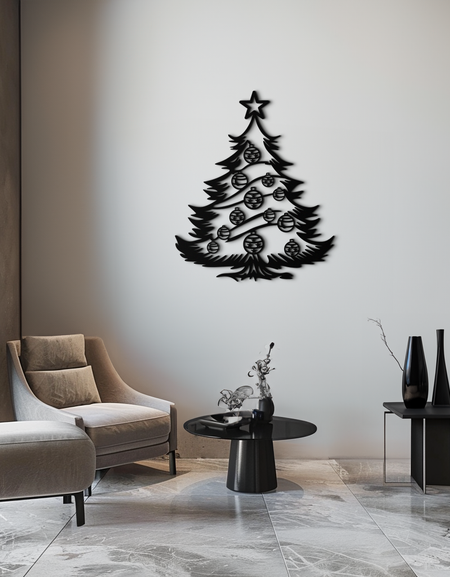 Noel Ağacı Metal Duvar Sanatı - Şenlikli Tatil Dekorasyonu - KAF296