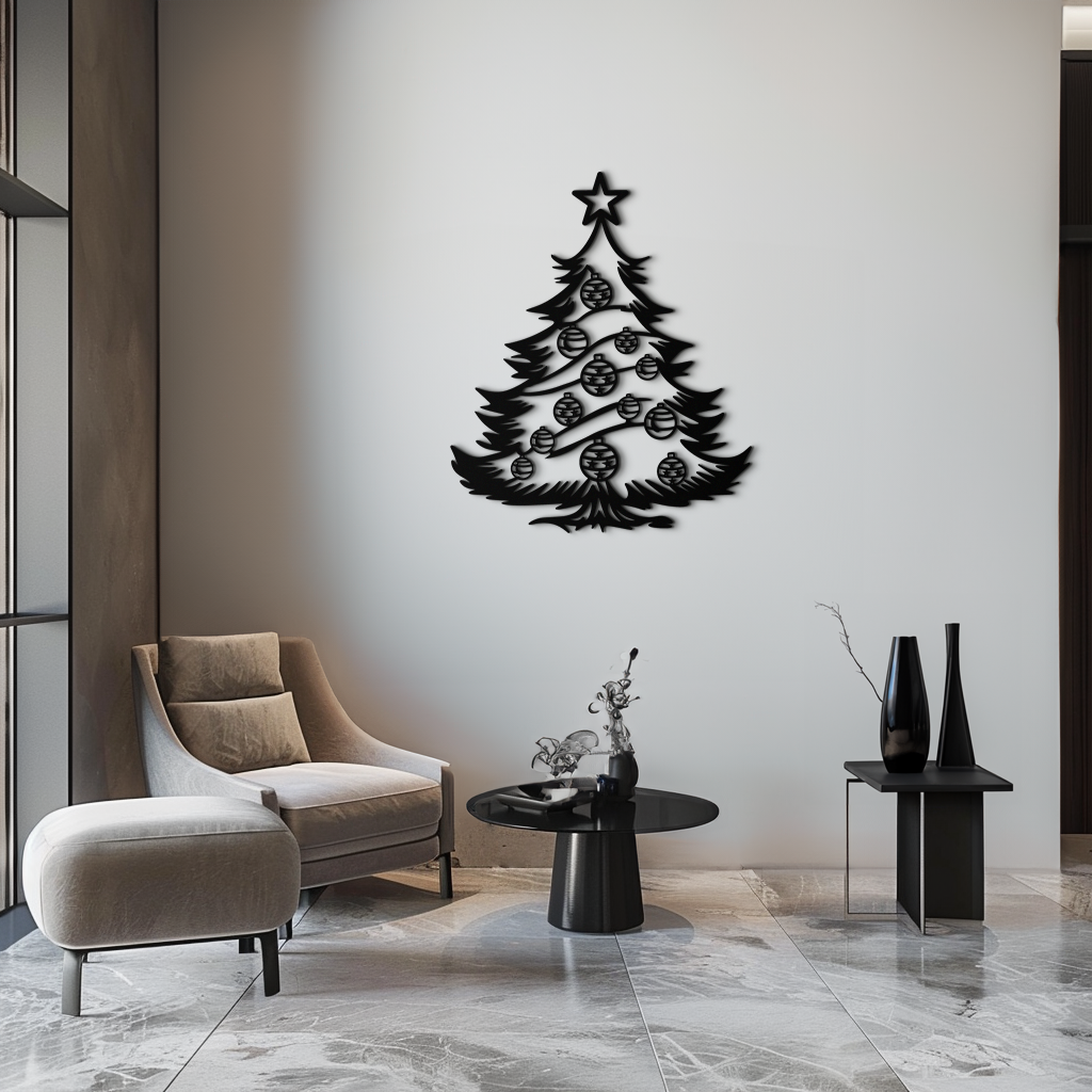 Christmas Tree Metal Wall Art - Festive Holiday Decoration- KAF296