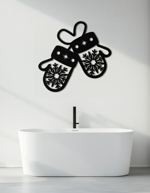 Load image into Gallery viewer, Winter Mittens Metal Wall Art - Cozy Snowflake Gloves Decor- KAF299
