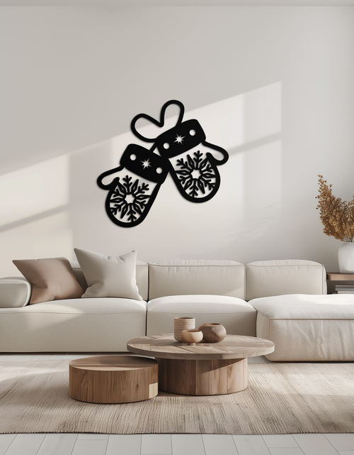 Load image into Gallery viewer, Winter Mittens Metal Wall Art - Cozy Snowflake Gloves Decor- KAF299
