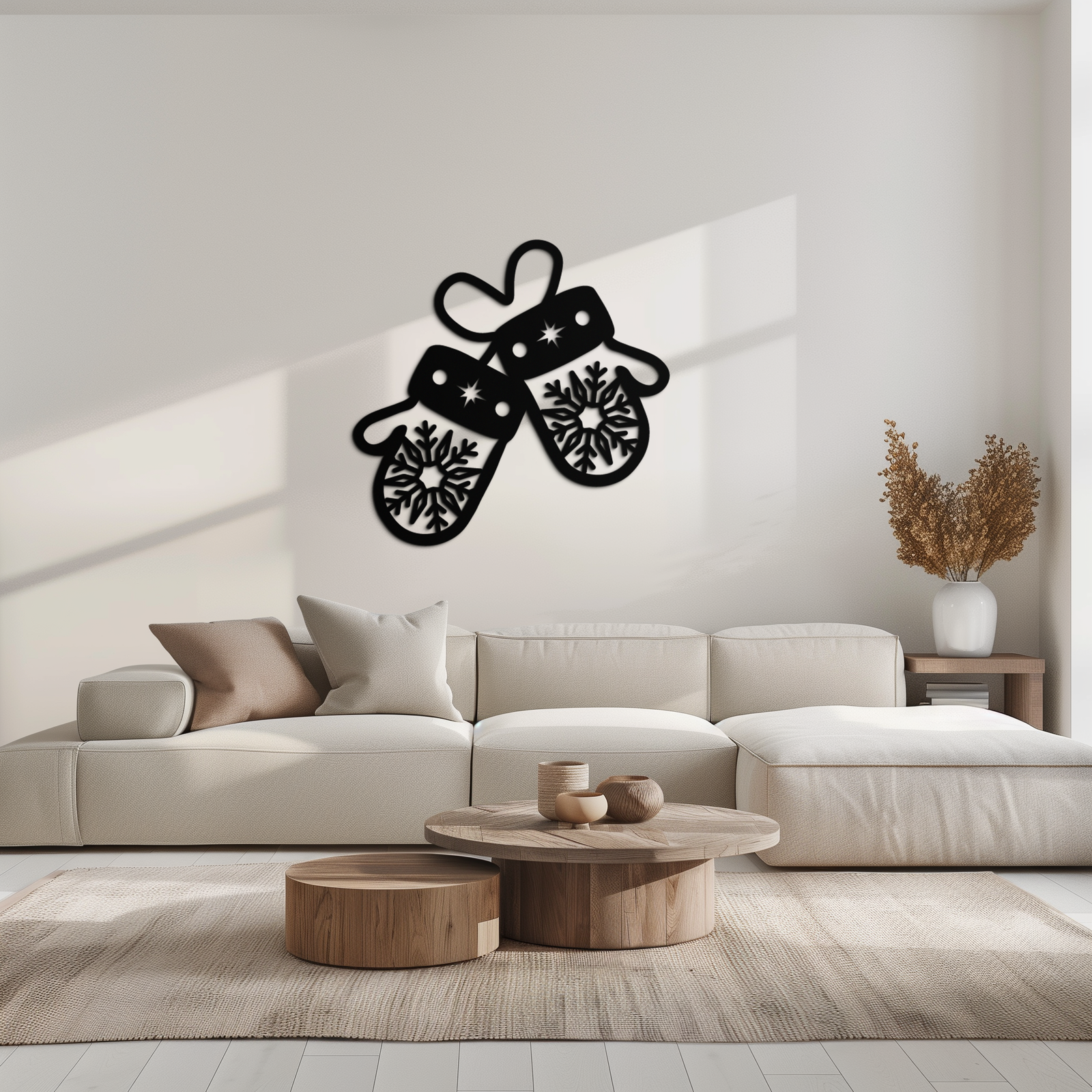 Winter Mittens Metal Wall Art - Cozy Snowflake Gloves Decor- KAF299