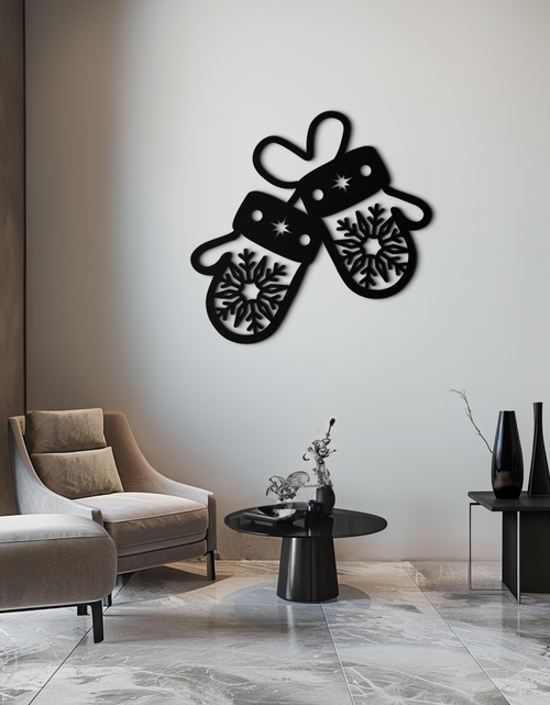 Load image into Gallery viewer, Winter Mittens Metal Wall Art - Cozy Snowflake Gloves Decor- KAF299
