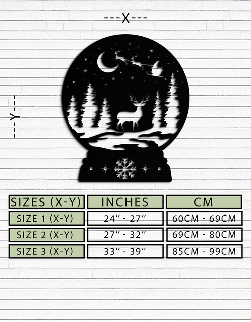 Load image into Gallery viewer, Winter Deer Snow Globe Metal Wall Art - Holiday Forest Scene Decor- KAF302
