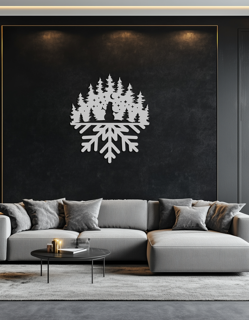 Load image into Gallery viewer, Snowflake Forest Metal Wall Art - Winter Tree Silhouette Home Decor- KAF303
