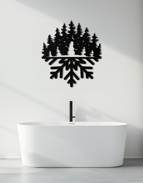 Load image into Gallery viewer, Snowflake Forest Metal Wall Art - Winter Tree Silhouette Home Decor- KAF303
