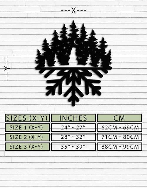 Load image into Gallery viewer, Snowflake Forest Metal Wall Art - Winter Tree Silhouette Home Decor- KAF303

