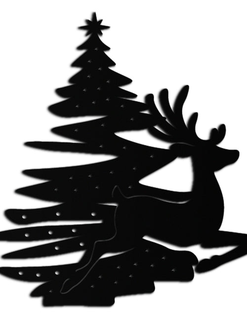 Load image into Gallery viewer, Reindeer and Christmas Tree Metal Wall Art - Festive Holiday Steel Decor- KAF304
