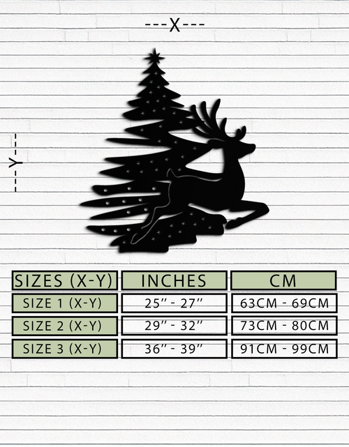 Load image into Gallery viewer, Reindeer and Christmas Tree Metal Wall Art - Festive Holiday Steel Decor- KAF304
