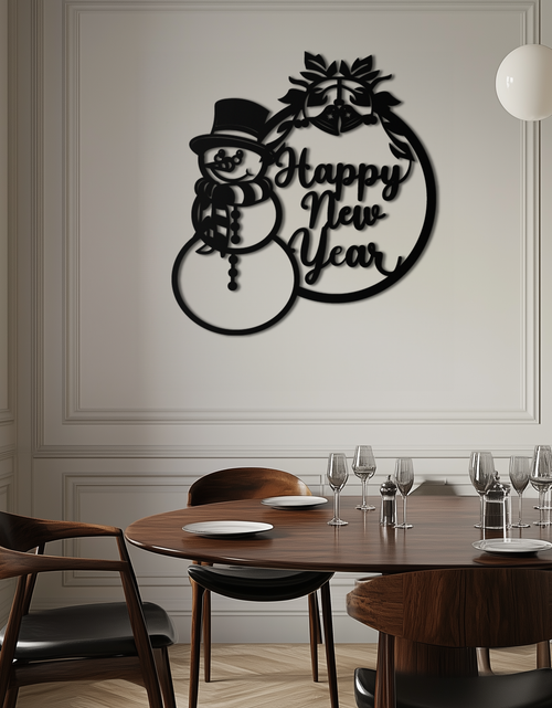 Load image into Gallery viewer, Happy New Year Metal Wall Art - Snowman Holiday Decor for Christmas and Winter- KAF305
