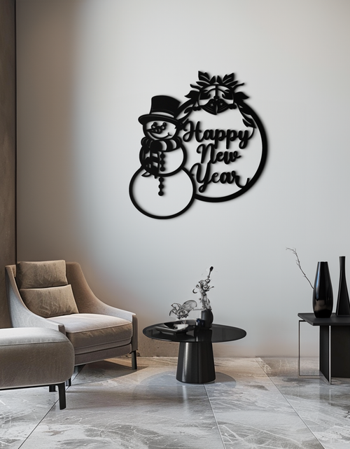Load image into Gallery viewer, Happy New Year Metal Wall Art - Snowman Holiday Decor for Christmas and Winter- KAF305
