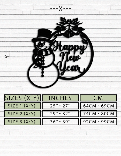 Load image into Gallery viewer, Happy New Year Metal Wall Art - Snowman Holiday Decor for Christmas and Winter- KAF305

