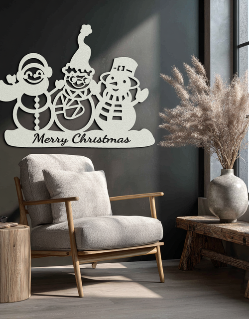 Load image into Gallery viewer, Frosty Trio Metal Wall Art - Merry Christmas Snowman Holiday Decor- KAF306
