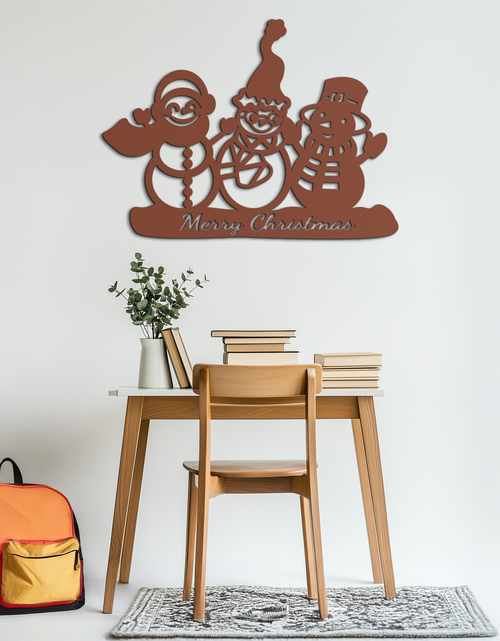 Load image into Gallery viewer, Frosty Trio Metal Wall Art - Merry Christmas Snowman Holiday Decor- KAF306
